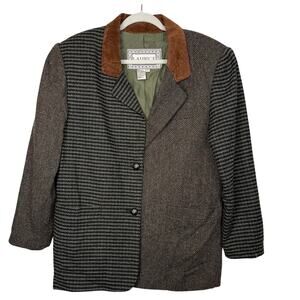 Laurice Wool Blend Tweed Patchwork Suede Collar Vintage Vibes